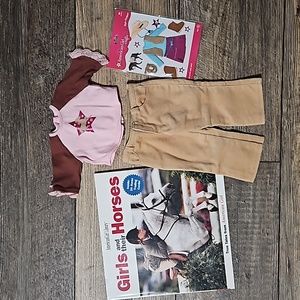 American Girl Bundle Horse Lovers Lot Shirt & Pants, Sticker Pack & AG Book